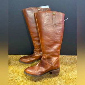 Franco Sarto: Leather Brown Tall Riding Boots wide Calf: size 9. New